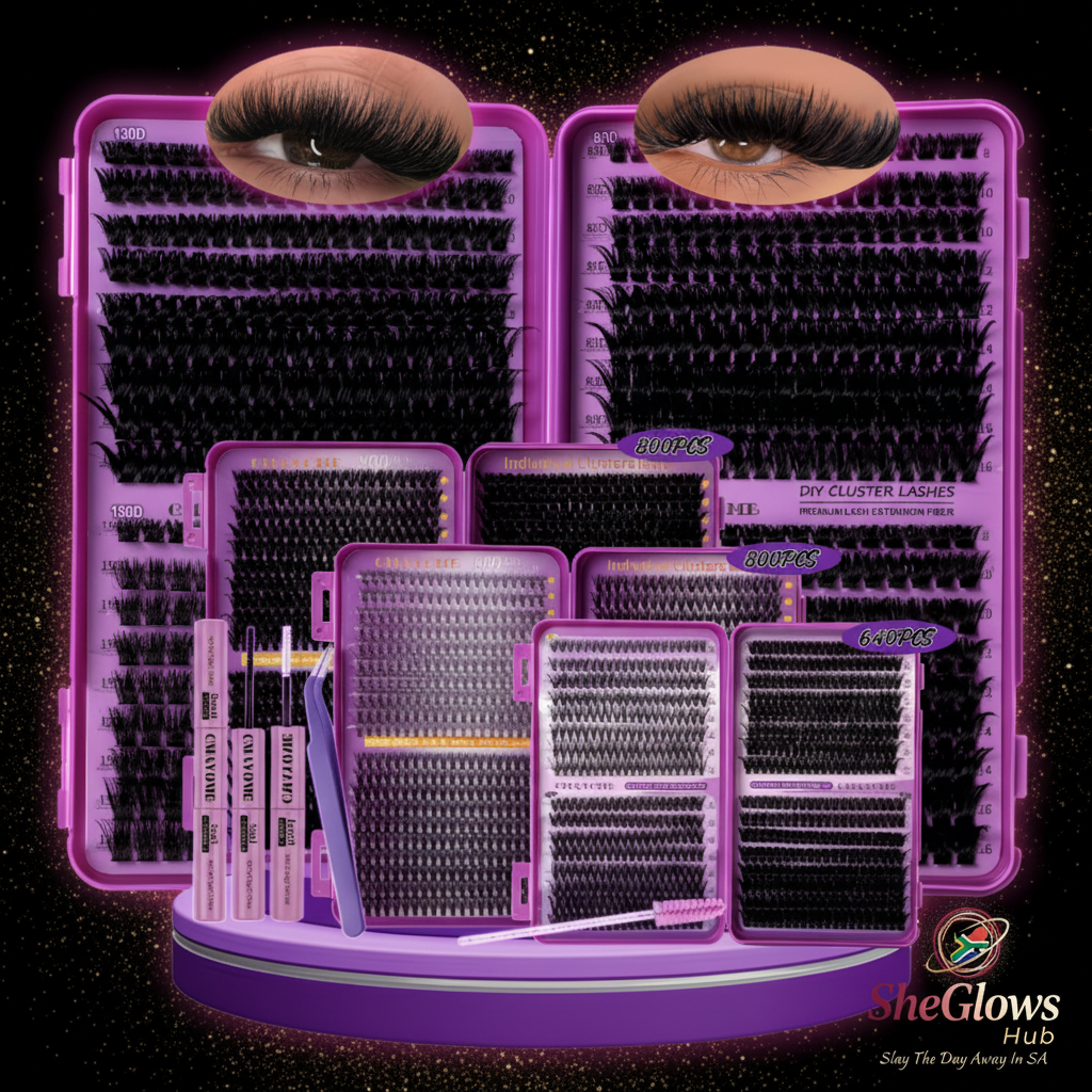 SheGlows Hub Lash Kit Size Comparison – Dark Theme Branded