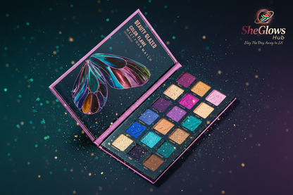 SheGlows Hub – Beauty Glazed Palette Teal & Purple Background