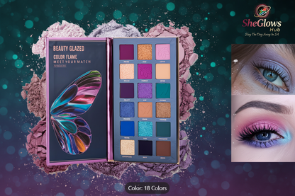 SheGlows Hub – Beauty Glazed Palette Teal Purple Bokeh