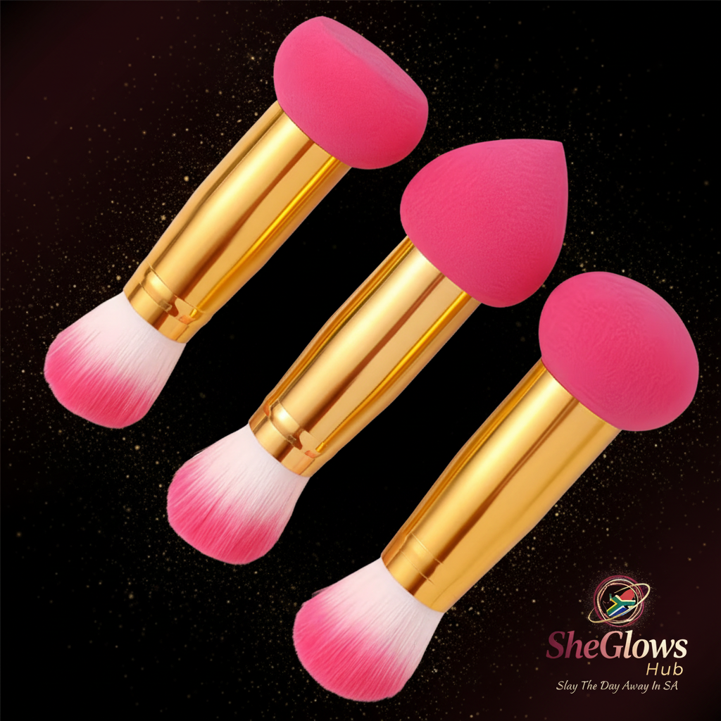 SheGlows Hub – Gold Handle Brush Set