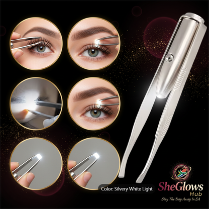 SheGlows Hub – LED Tweezer In Use