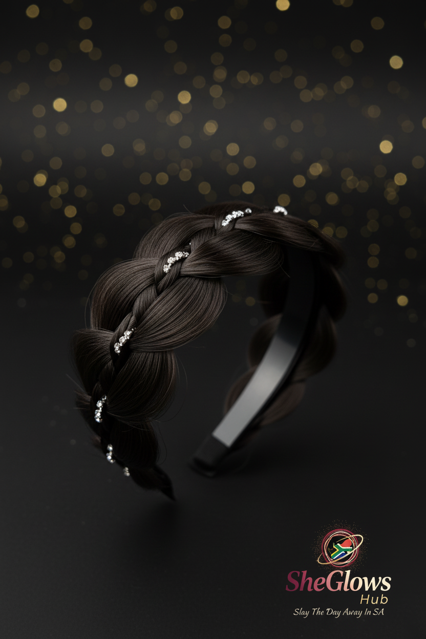 SheGlows Rhinestone Fishbone Braid Headband – Elegant Women's Hair Accessory