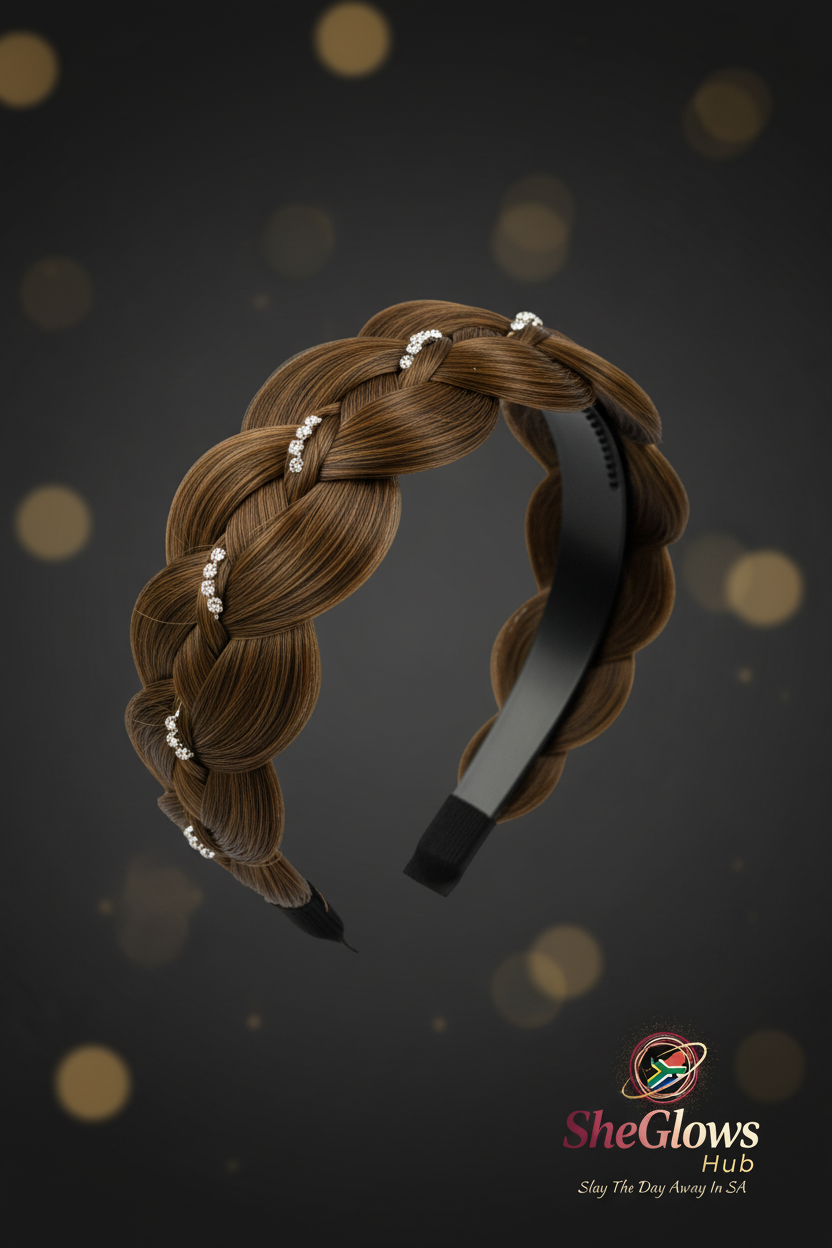SheGlows Rhinestone Fishbone Braid Headband – Elegant Women's Hair Accessory